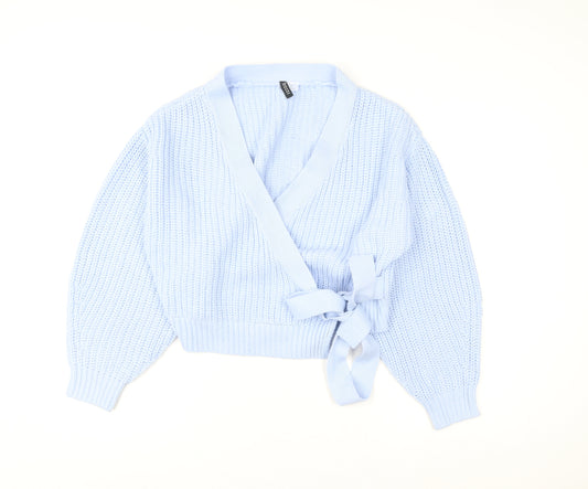 H&M Divided Women Blue Wrap Knit Jumper Size M