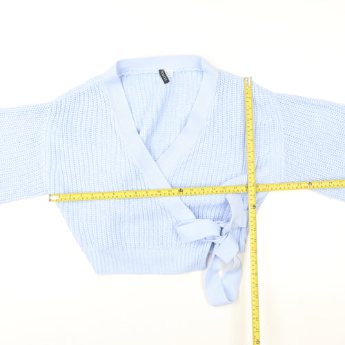 H&M Divided Women Blue Wrap Knit Jumper Size M