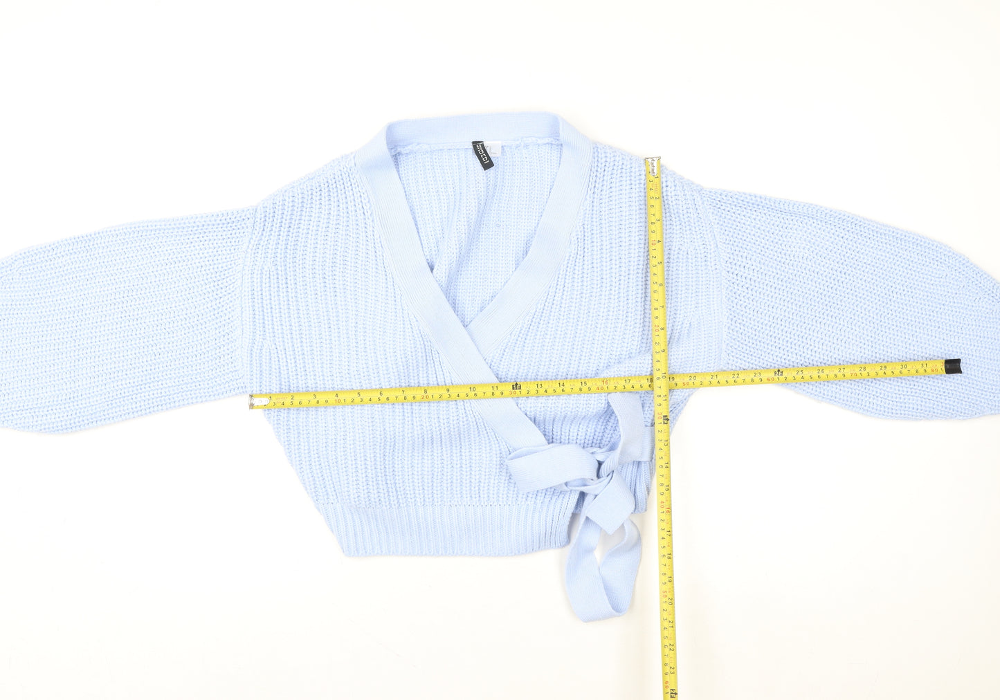H&M Divided Women Blue Wrap Knit Jumper Size M