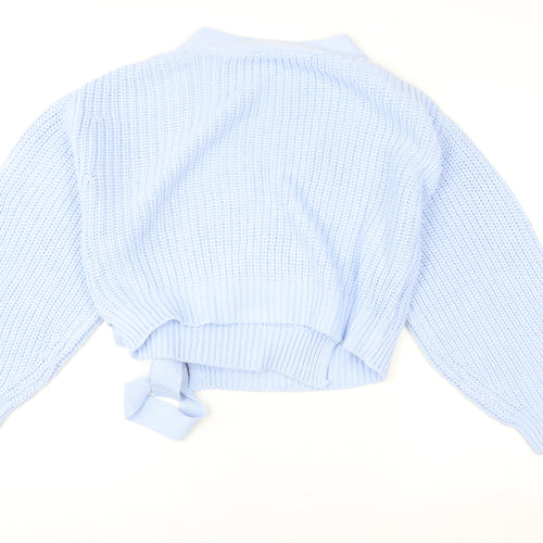 H&M Divided Women Blue Wrap Knit Jumper Size M