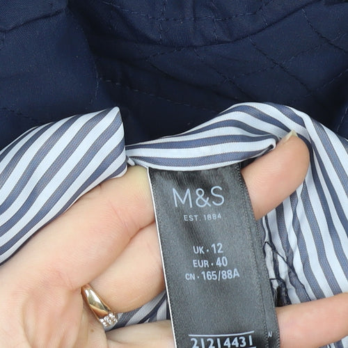 Marks and Spencer Women Blue Quilted Classic Short Jacket Size 12