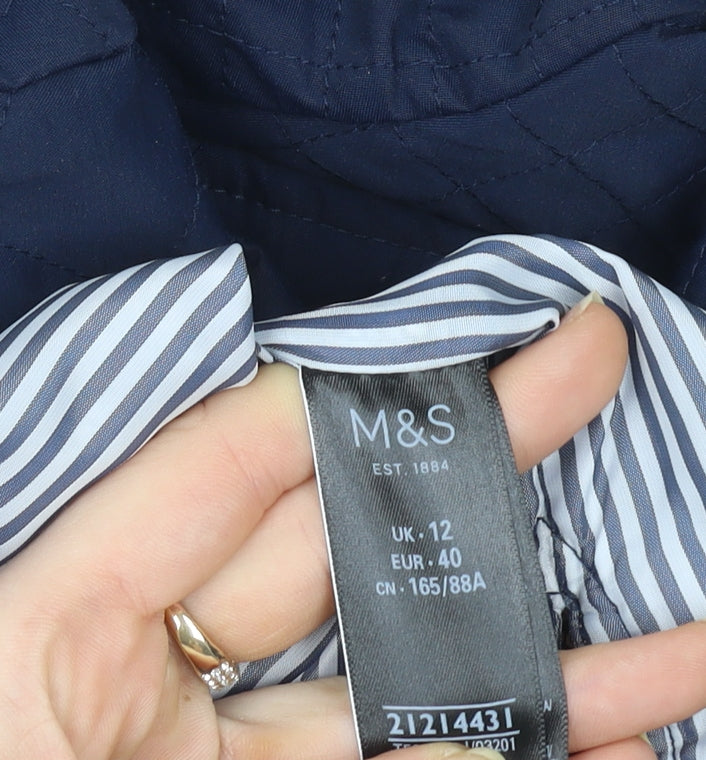 Marks and Spencer Women Blue Quilted Classic Short Jacket Size 12