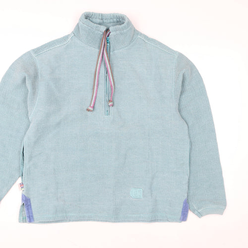 Deal Women’s Blue 1/4 Zip Hoodie Pullover L Cotton Casual Top