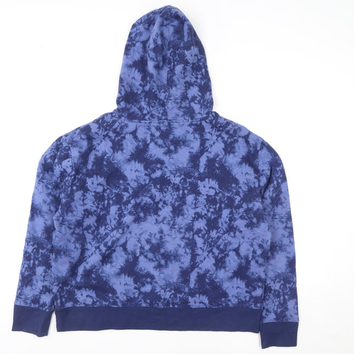 Champion Womens Blue Tie-Dye Pullover Hoodie Size L Cotton Blend