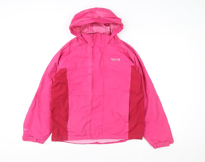 Regatta Teens Pink Waterproof Hooded Rain Jacket Size M