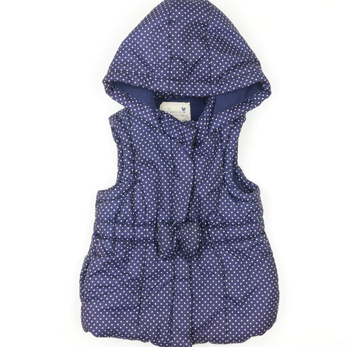 Matalan Girls Blue Polka Dot Hooded Puffer Waistcoat 2-3 Years