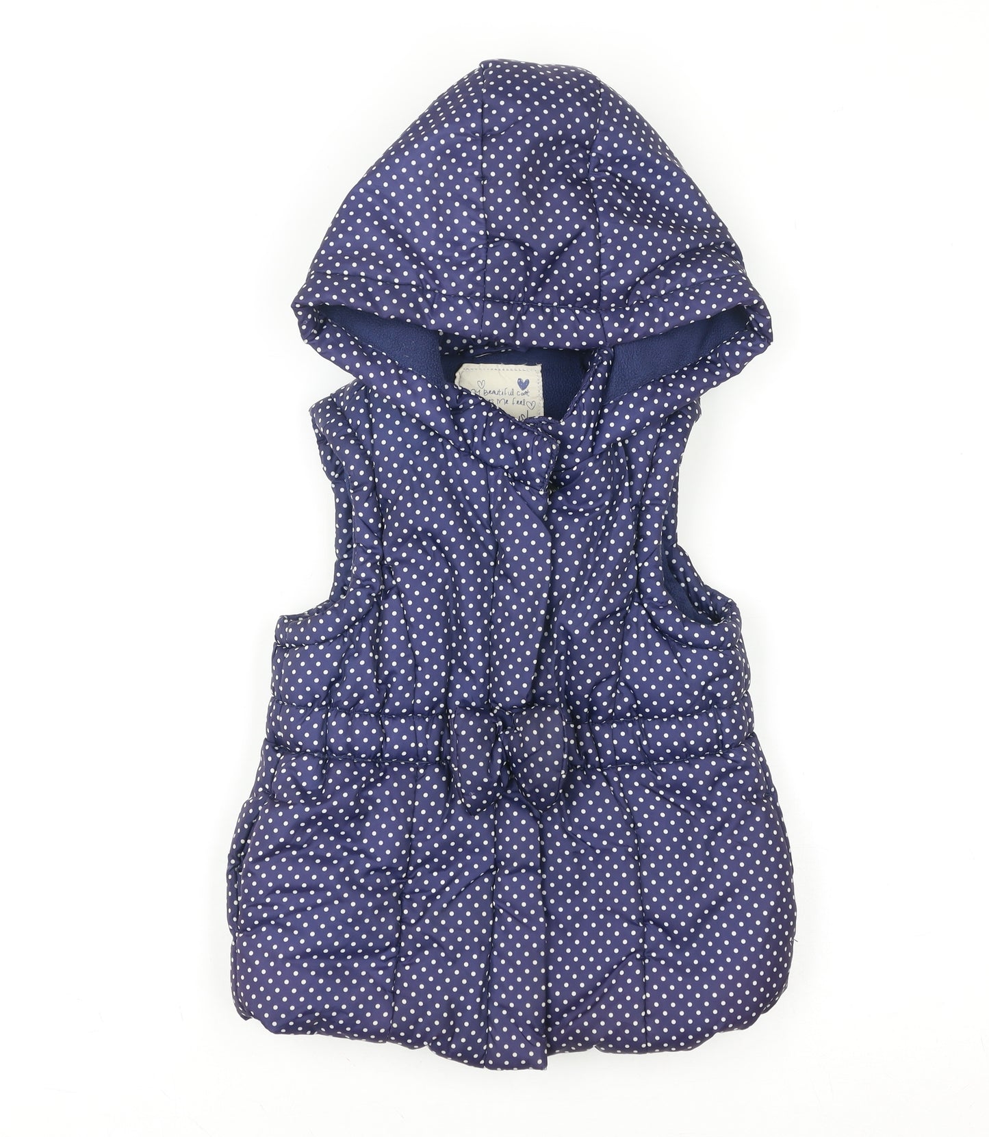 Matalan Girls Blue Polka Dot Hooded Puffer Waistcoat 2-3 Years