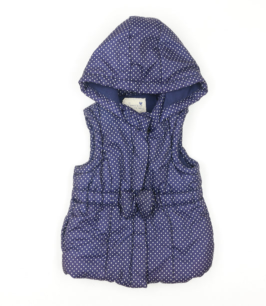 Matalan Girls Blue Polka Dot Hooded Puffer Waistcoat 2-3 Years