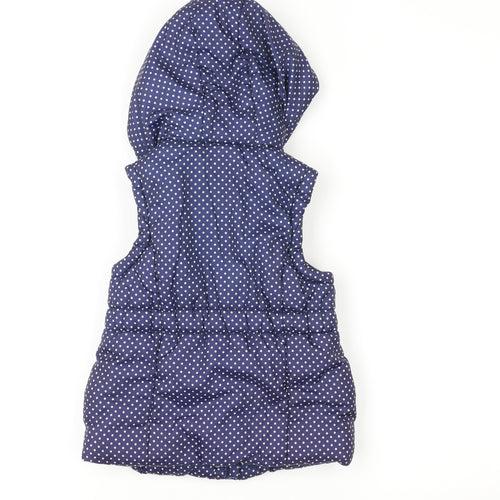 Matalan Girls Blue Polka Dot Hooded Puffer Waistcoat 2-3 Years