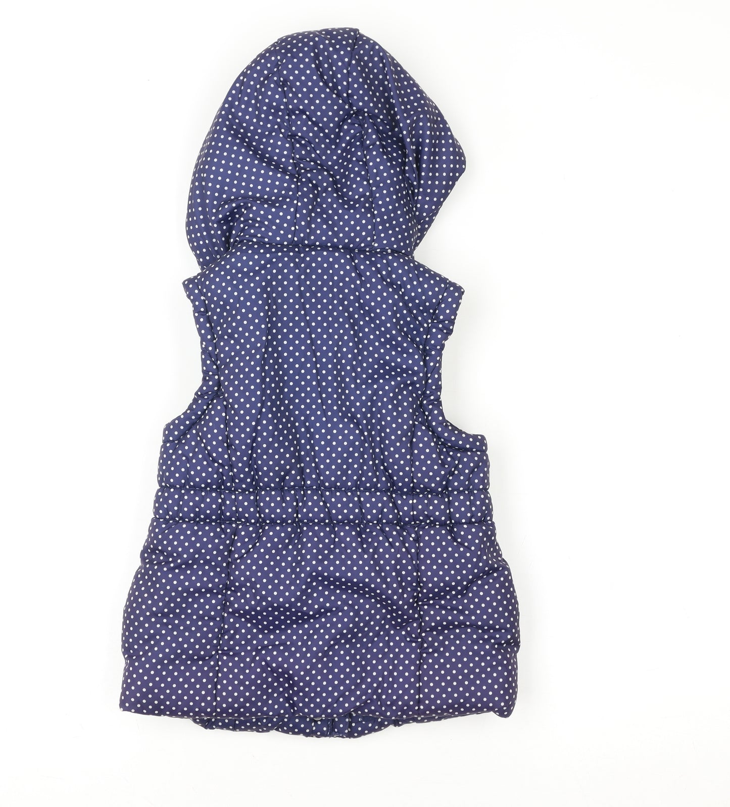 Matalan Girls Blue Polka Dot Hooded Puffer Waistcoat 2-3 Years