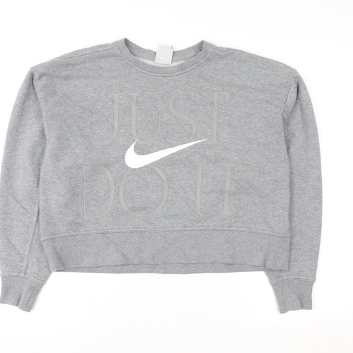 Nike Womens Grey XS Pullover Crew Neck Dri-FIT Sweatshirt