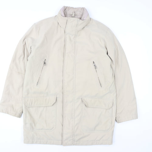 BHS Women Beige Long Parka Jacket Size S Polyester Padded
