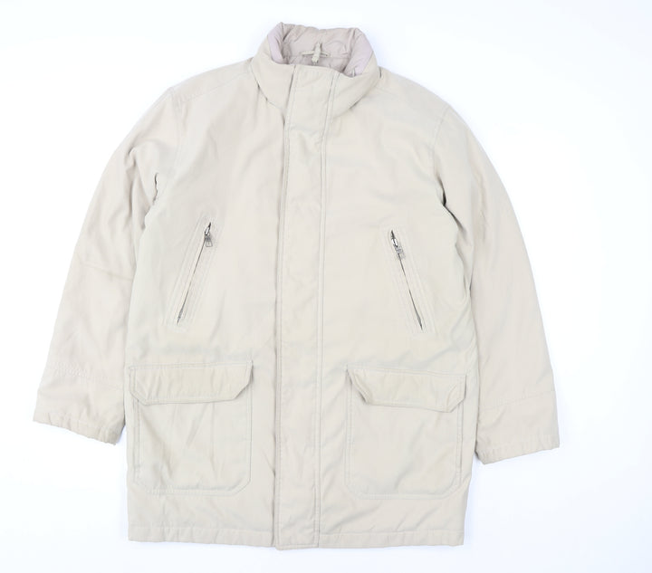 BHS Women Beige Long Parka Jacket Size S Polyester Padded