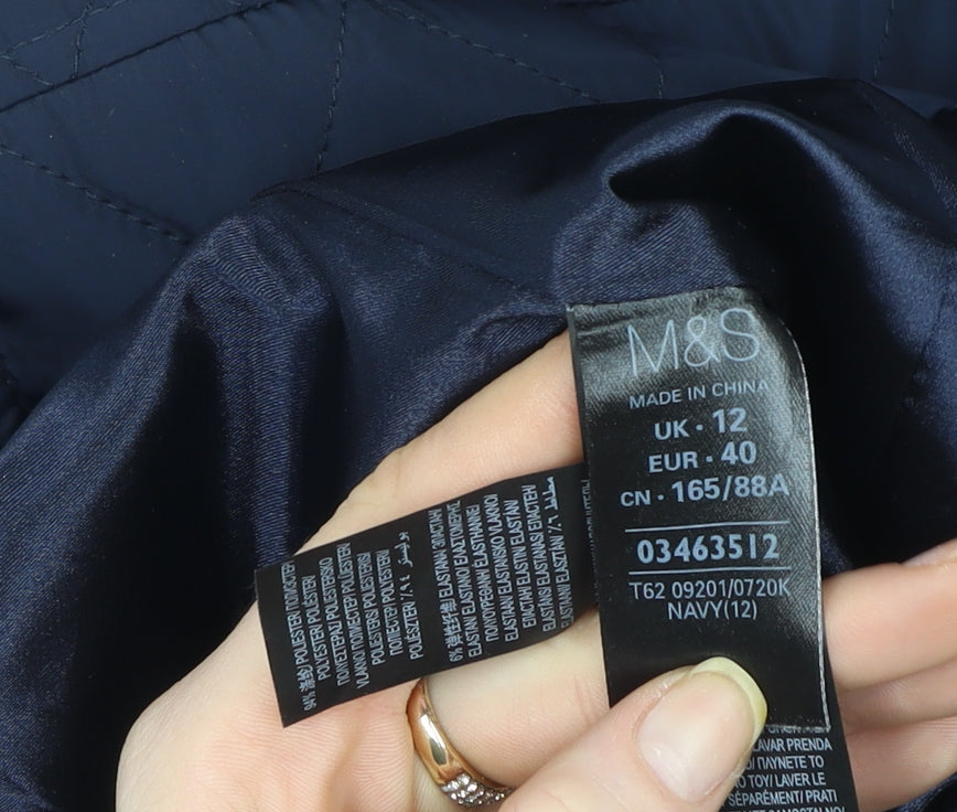 Marks and Spencer Per Una Women's Blue Quilted Jacket UK 12