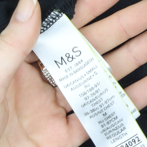 Marks and Spencer Women Black Fleece Full Zip Sweatshirt Size S