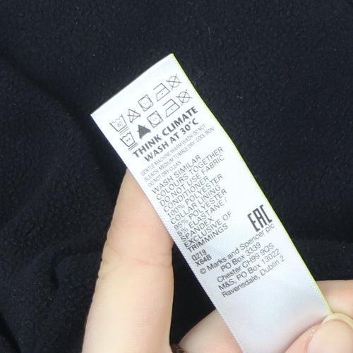 Marks and Spencer Women Black Fleece Full Zip Sweatshirt Size S