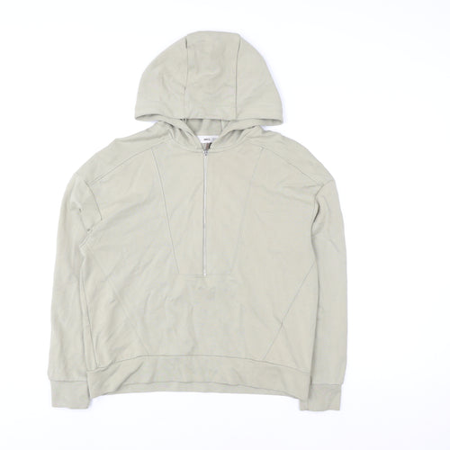 Mango Women’s Beige XS Hoodie Jacket 1/2 Zip Cotton Lightweight