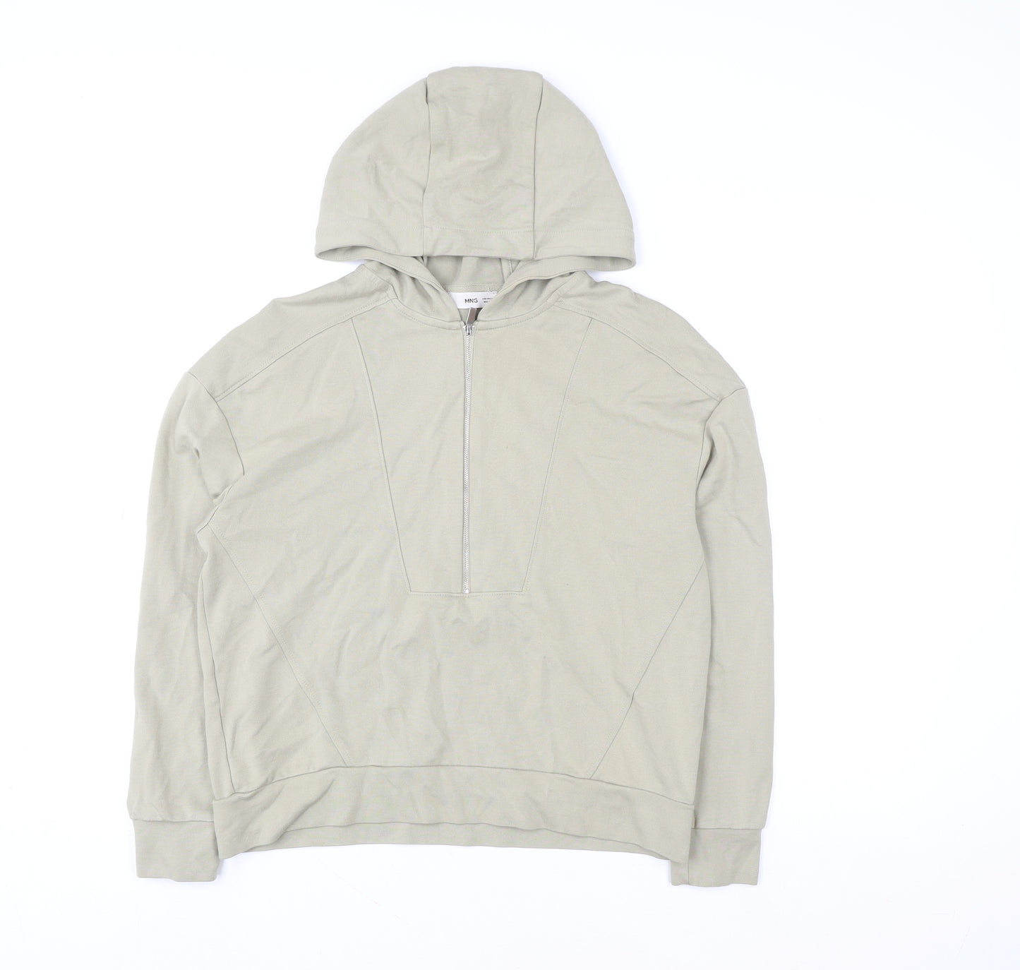 Mango Women’s Beige XS Hoodie Jacket 1/2 Zip Cotton Lightweight