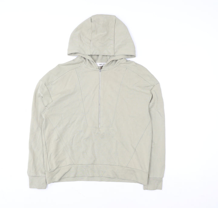Mango Women’s Beige XS Hoodie Jacket 1/2 Zip Cotton Lightweight
