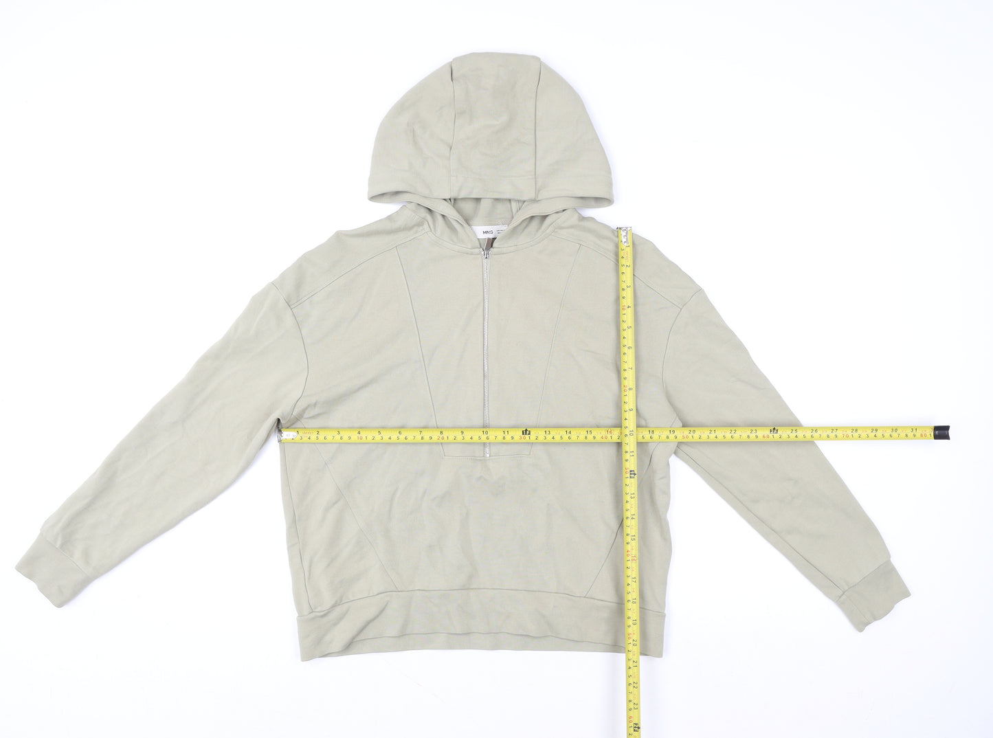 Mango Women’s Beige XS Hoodie Jacket 1/2 Zip Cotton Lightweight