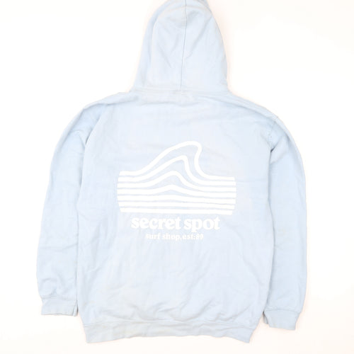 Secret Spot Womens Blue Pullover Hoodie Medium Surf Graphic Cotton Blend
