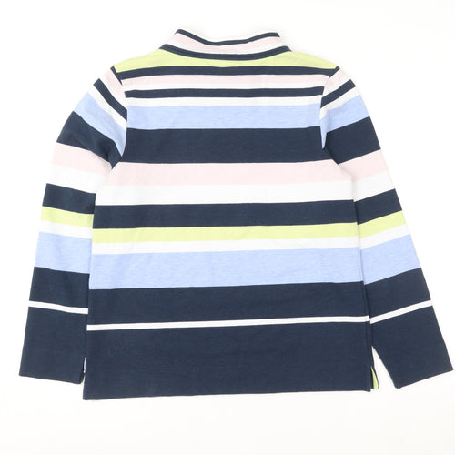 Laura Ashley Womens Navy Striped Button Neck Pullover Sweatshirt UK 10
