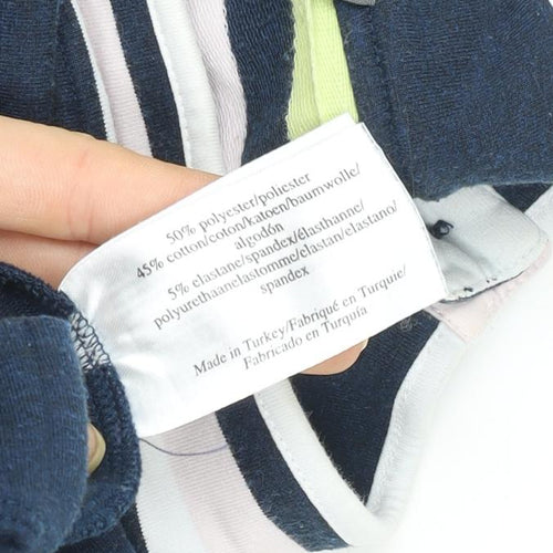 Laura Ashley Womens Navy Striped Button Neck Pullover Sweatshirt UK 10