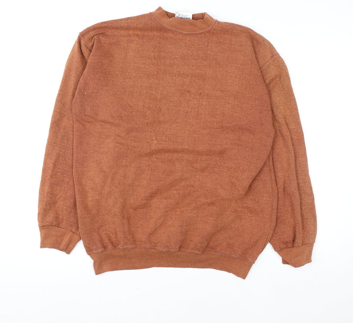 Giordano Men's Brown Crew Neck Knit Vintage Sweatshirt Size L