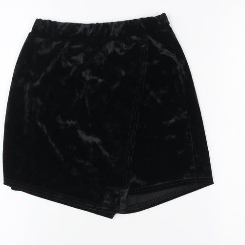 Boohoo Women’s Black Velvet High Rise Hot Pants Shorts Size 6