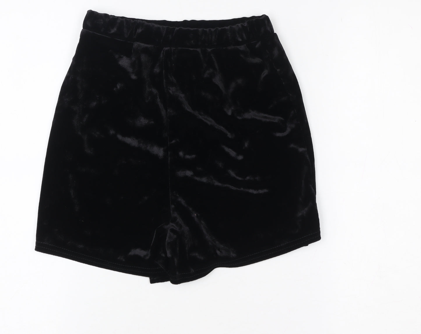 Boohoo Women’s Black Velvet High Rise Hot Pants Shorts Size 6