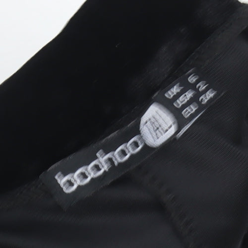 Boohoo Women’s Black Velvet High Rise Hot Pants Shorts Size 6