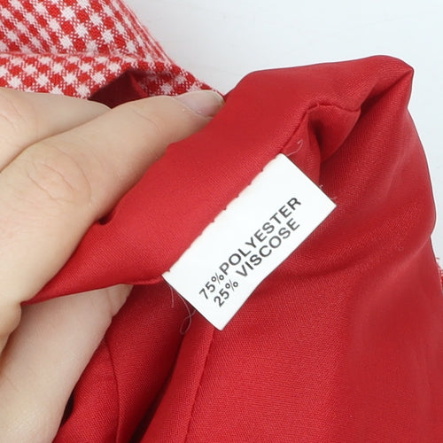 The Radius Creation Women Red Check Blouse Size 12 Short Sleeve V-Neck