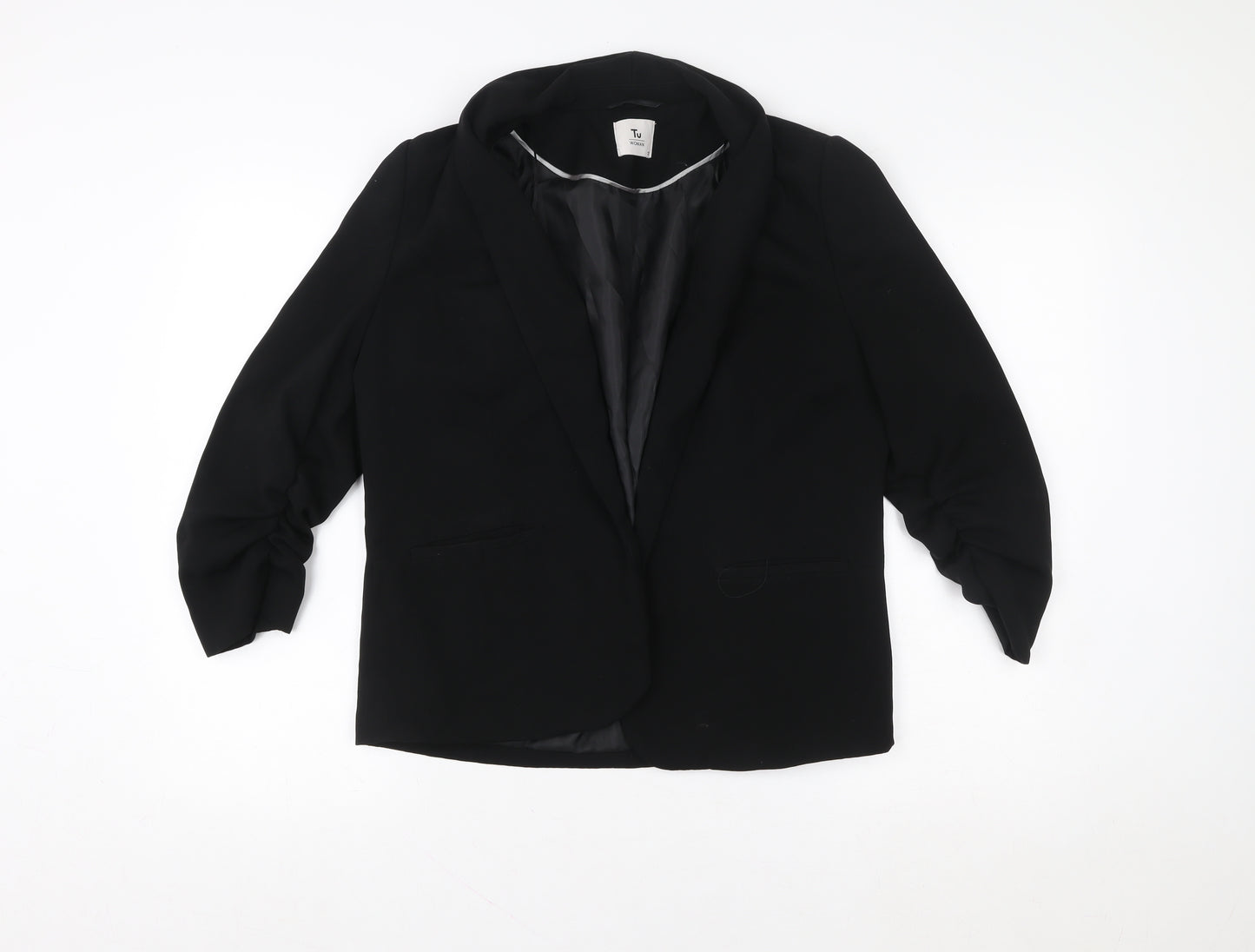 Tu Woman Black Blazer Jacket Size 12 Regular Fit Single-Breasted