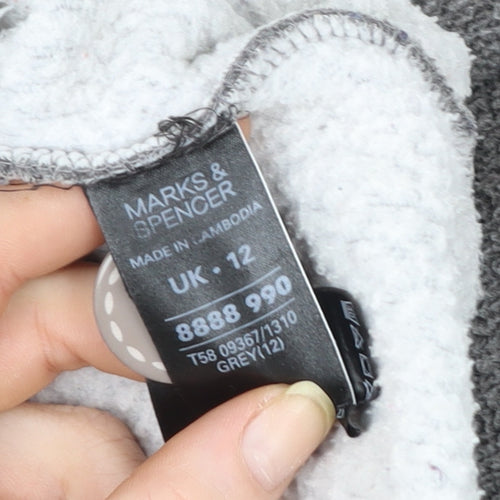 Marks and Spencer Women Grey Full Zip Fleece Jacket UK 12