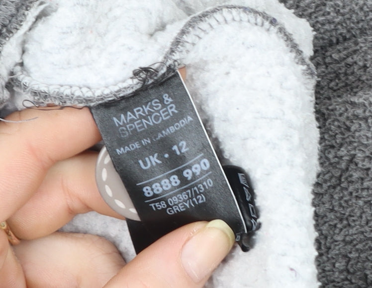 Marks and Spencer Women Grey Full Zip Fleece Jacket UK 12
