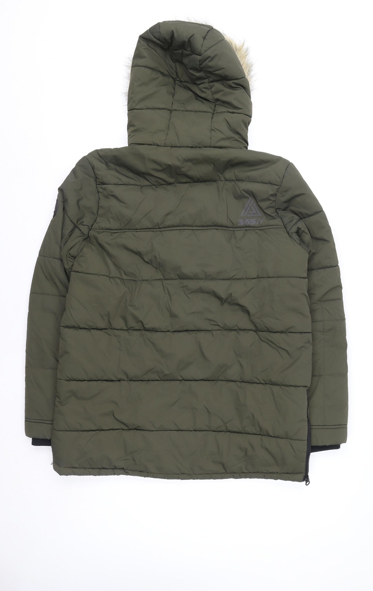 Next Teens Green Faux Fur Hooded Parka Coat Size 14 Years