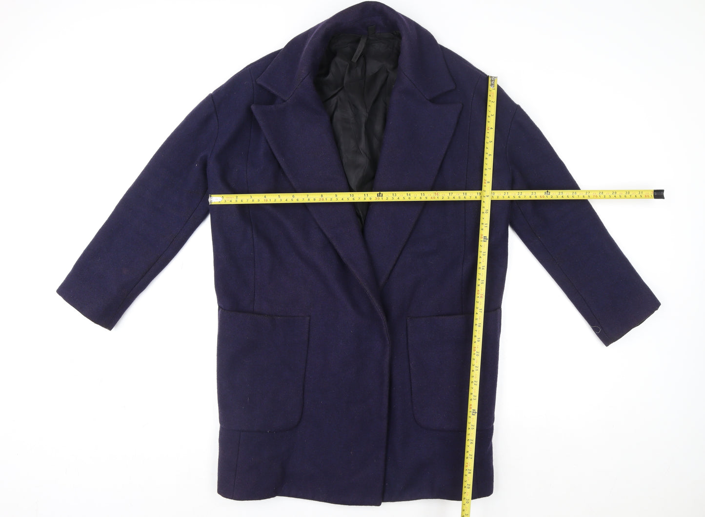 Topshop Women's Blue Wool Blend Mid-Length Coat Size 8