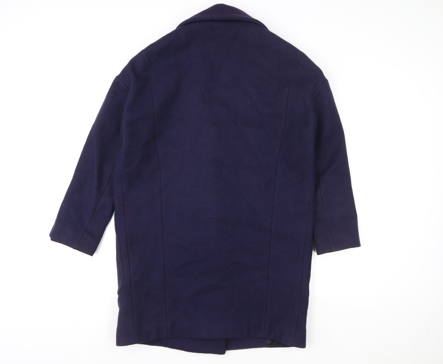 Topshop Women's Blue Wool Blend Mid-Length Coat Size 8