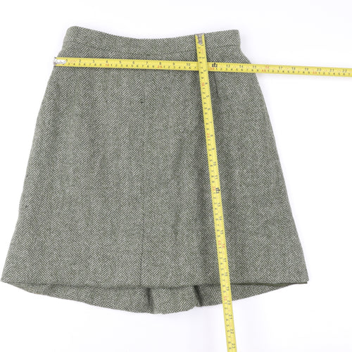 Dorene Womens Grey Wool Tweed A-Line Skirt Size 14