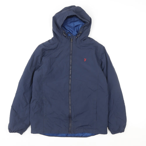 Farah Junior Boys Blue Hooded Puffer Jacket Age 12-13 Years Lightweight Zip Coat