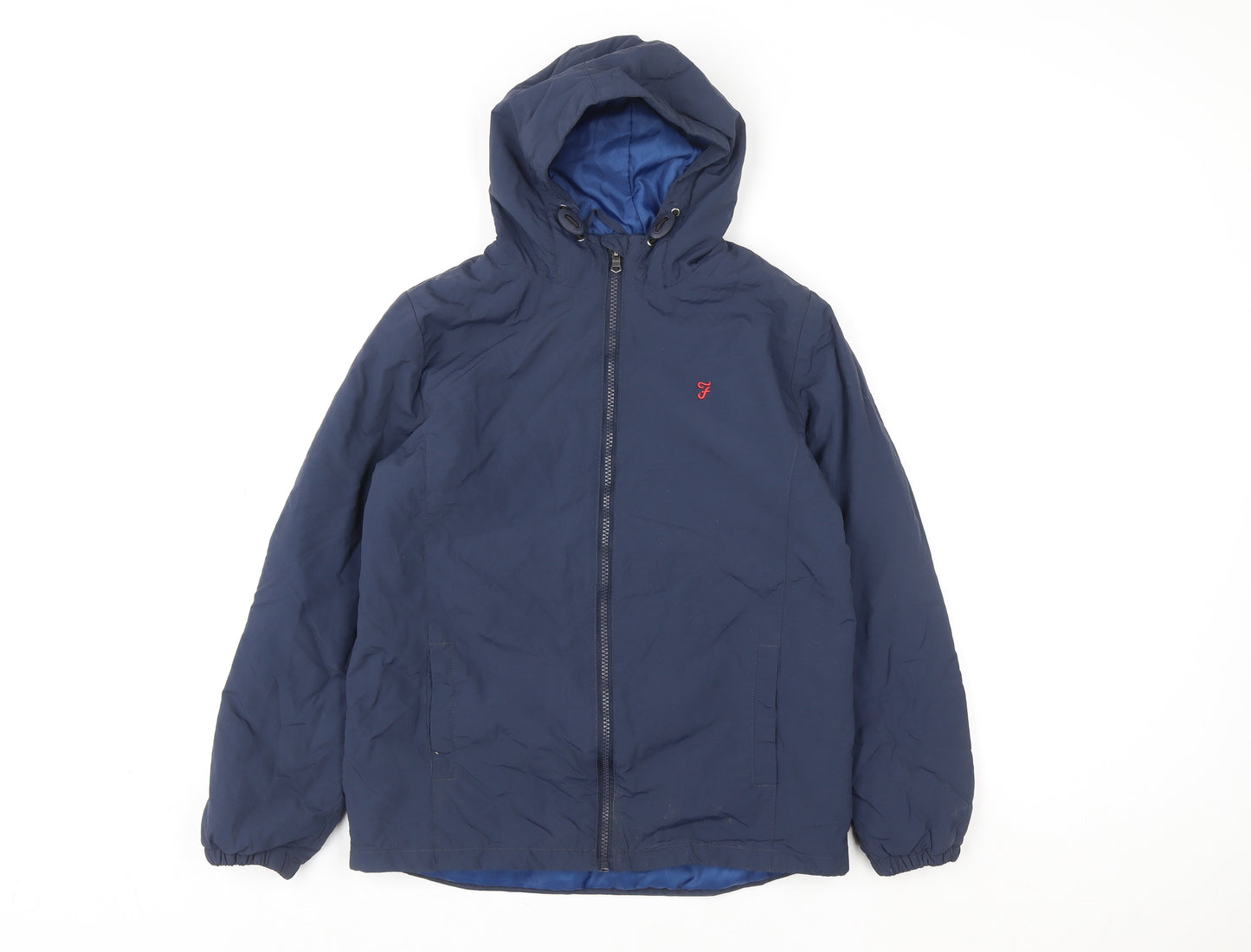 Farah Junior Boys Blue Hooded Puffer Jacket Age 12-13 Years Lightweight Zip Coat
