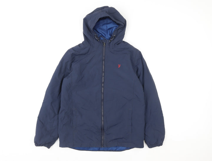Farah Junior Boys Blue Hooded Puffer Jacket Age 12-13 Years Lightweight Zip Coat