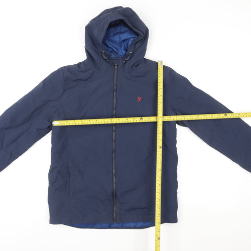Farah Junior Boys Blue Hooded Puffer Jacket Age 12-13 Years Lightweight Zip Coat