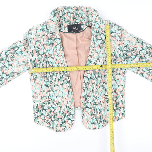 H&M Women Multicoloured Size 6 Cropped Blazer Jacket Polyester Blend