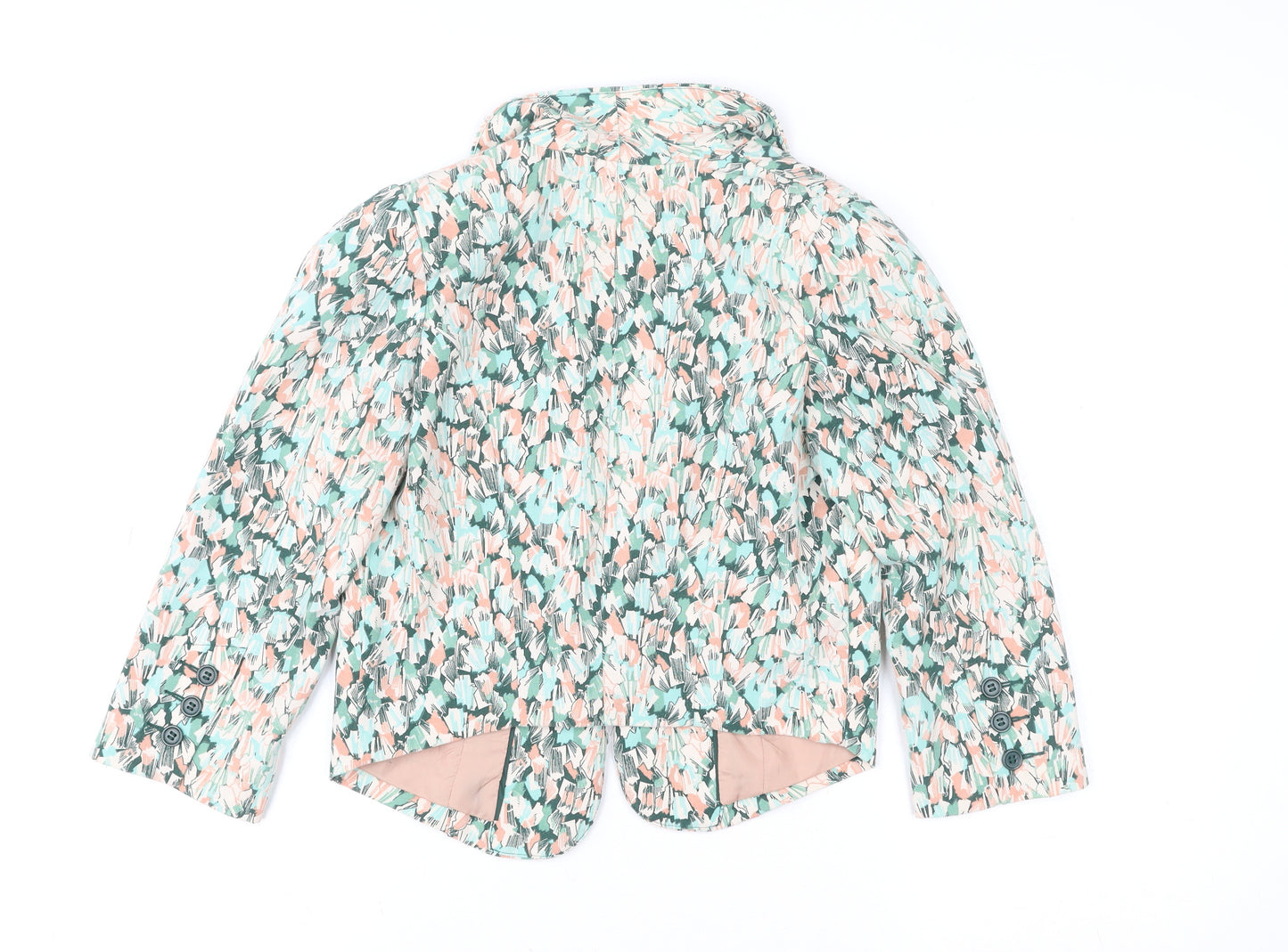 H&M Women Multicoloured Size 6 Cropped Blazer Jacket Polyester Blend