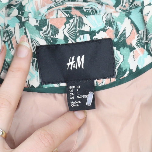 H&M Women Multicoloured Size 6 Cropped Blazer Jacket Polyester Blend