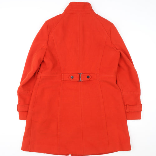 Next Women Red Wool Blend Mid-Length Belted Overcoat Size 14