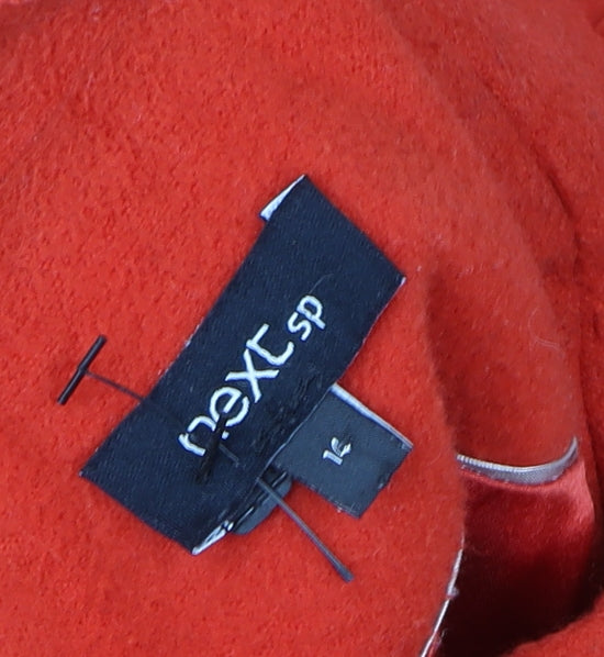 Next Women Red Wool Blend Mid-Length Belted Overcoat Size 14