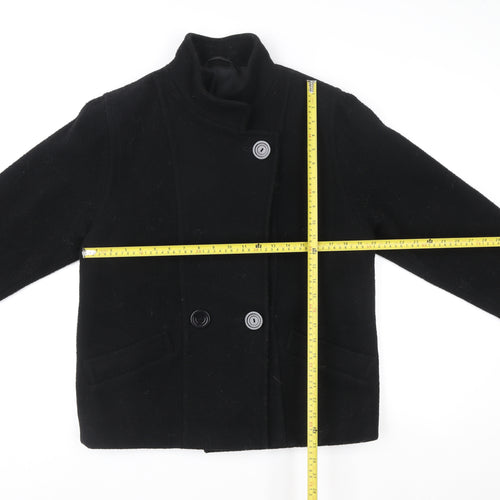 Marks and Spencer Women’s Black Wool Overcoat Size 10 Classic Style