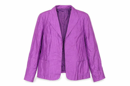 Front view of TanJay Women’s Purple Classic Fit Blazer, size UK 12, Lined Polyester Blend